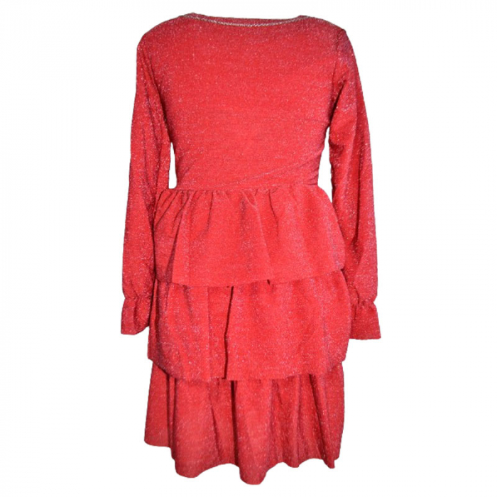 Set rochie eleganta cu maneca lunga si colier pentru fete New Collection N312RSS, Rosu [2]