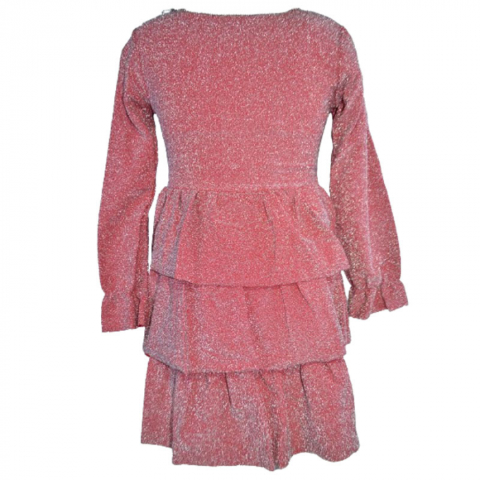Set rochie eleganta cu maneca lunga si colier pentru fete New Collection N312, Rosu [2]