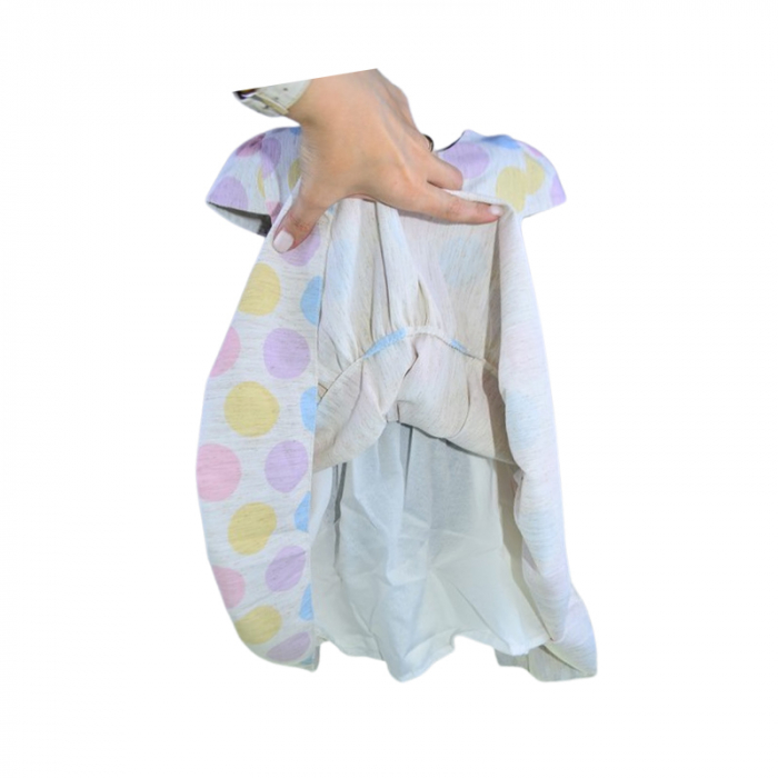 Set rochie eleganta cu maneca scurta cu buline si palarie pentru fete, Mini Junior 0856M-92, Multicolor [7]