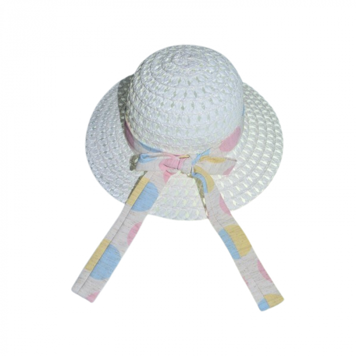 Set rochie eleganta cu maneca scurta cu buline si palarie pentru fete, Mini Junior 0856M-92, Multicolor [9]