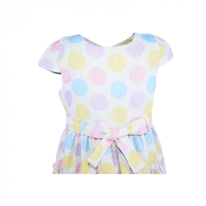 Set rochie eleganta cu maneca scurta cu buline si palarie pentru fete, Mini Junior 0856M-92, Multicolor [3]