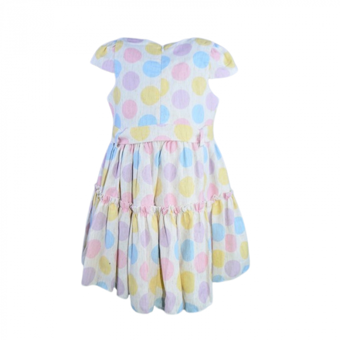Set rochie eleganta cu maneca scurta cu buline si palarie pentru fete, Mini Junior 0856M-92, Multicolor [5]