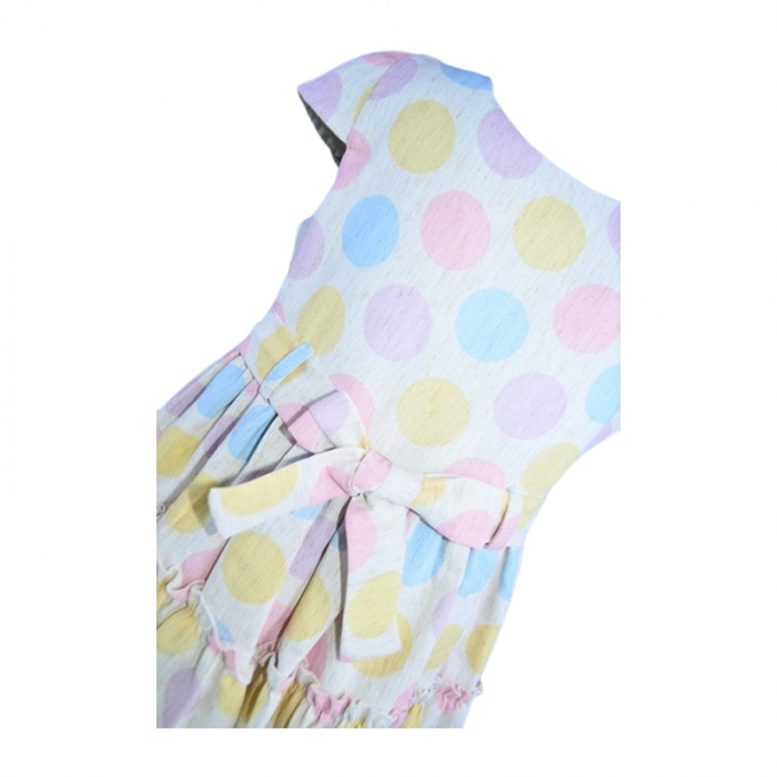 Set rochie eleganta cu maneca scurta cu buline si palarie pentru fete, Mini Junior 0856M-92, Multicolor [6]