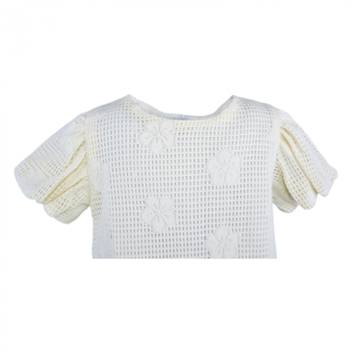 Set rochie eleganta cu maneca scurta si geanta pentru fete, Mini Junior 11261-2, Crem [5]
