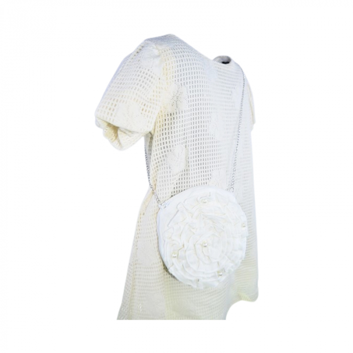 Set rochie eleganta cu maneca scurta si geanta pentru fete, Mini Junior 11261-2, Crem [2]