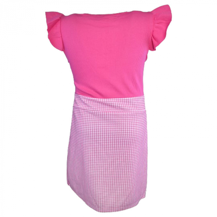 Set rochie eleganta cu maneca scurta si geanta pentru fete Mini Junior R290524-15, Fucsia [2]