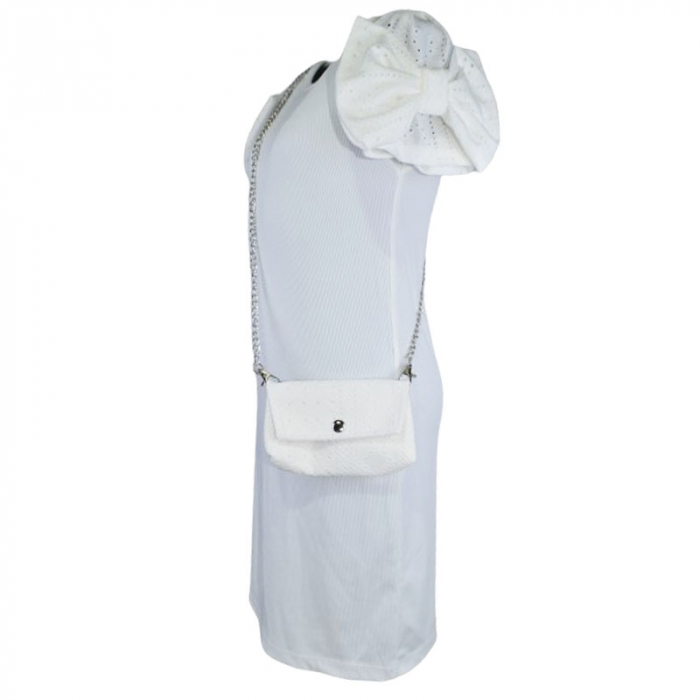 Set rochie eleganta cu maneca scurta si geanta pentru fete Mini Junior R290524-4, Alb [4]