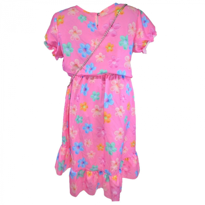Set rochie eleganta cu maneca scurta si geanta pentru fete Mini Junior R290524-14, Roz [2]
