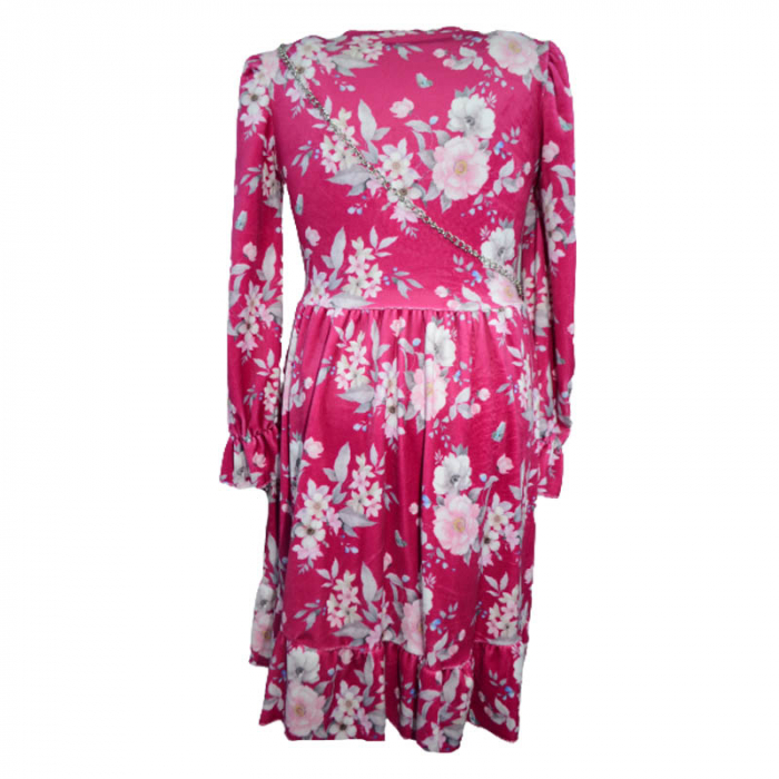 Set rochie eleganta si geanta pentru fete Lucky Girl 4031-F, Fucsia [2]