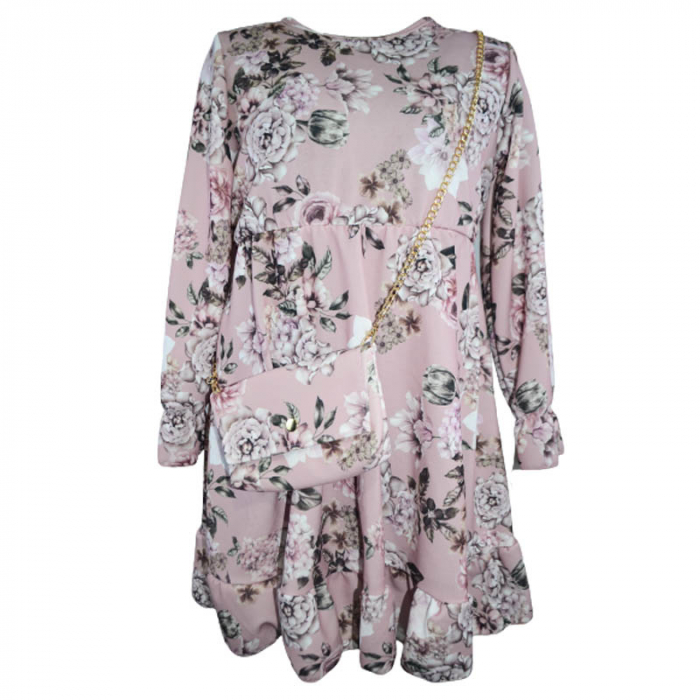 Set rochie eleganta si geanta pentru fete New Collection 9137-R, Roz [1]