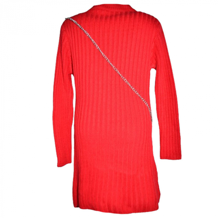 Set rochie eleganta tricotata cu maneca lunga si geanta pentru fete JDJ 2328-R, Rosu [2]