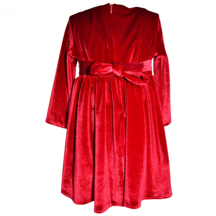 Rochie eleganta din catifea cu maneca lunga pentru fete LULU DESIGN 081123-17, Rosu [2]