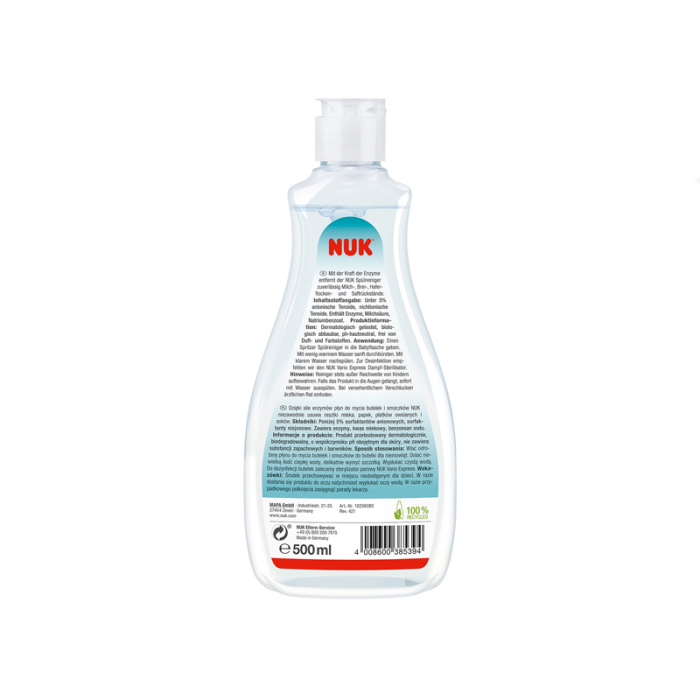 Solutie pentru spalat biberoane si accesorii 500 ml Nuk 10256080, Transparent [2]