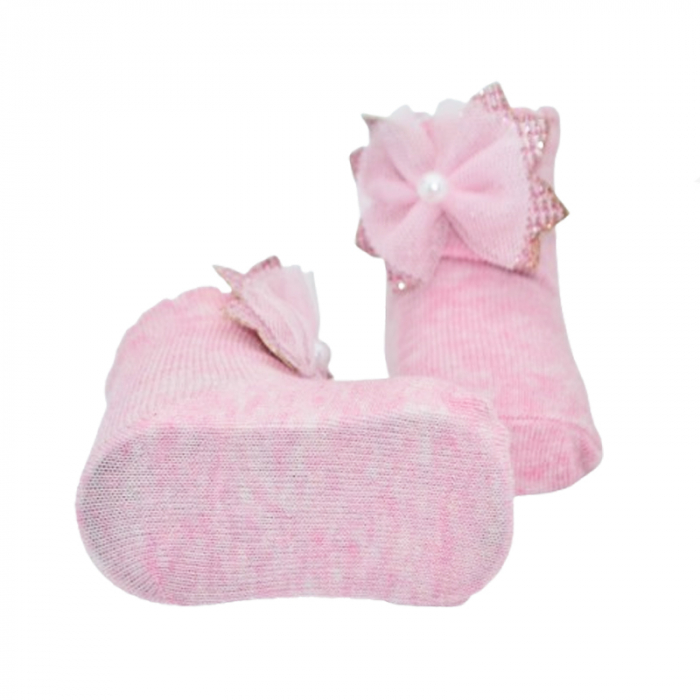 Sosete din bumbac cu fundita pentru fete Mini Junior SST-MJ1, Roz [4]