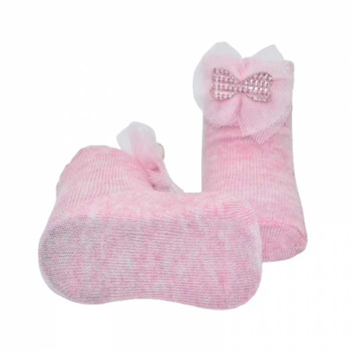 Sosete din bumbac cu fundita pentru fete Mini Junior SST-MJ2, Roz [4]