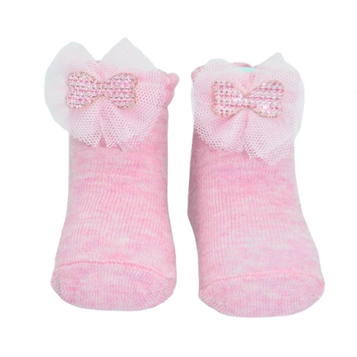 Sosete din bumbac cu fundita pentru fete Mini Junior SST-MJ2, Roz [3]