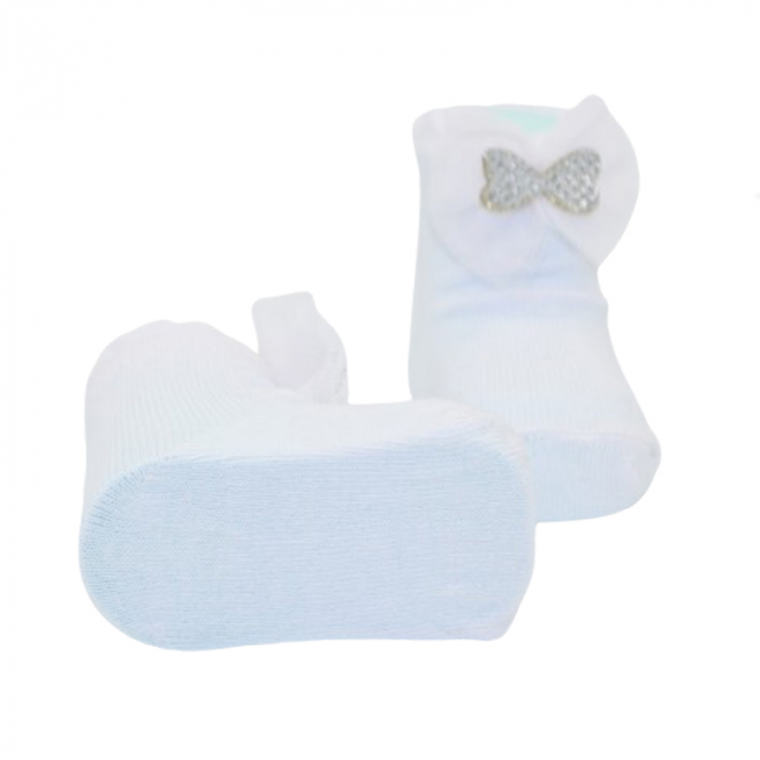 Sosete din bumbac cu fundita pentru fete Mini Junior SST-MJ3, Alb [4]