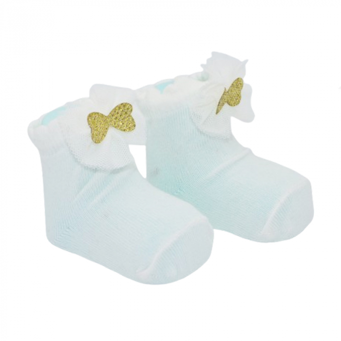 Sosete din bumbac cu fundita pentru fete Mini Junior SST-MJ6, Crem [2]
