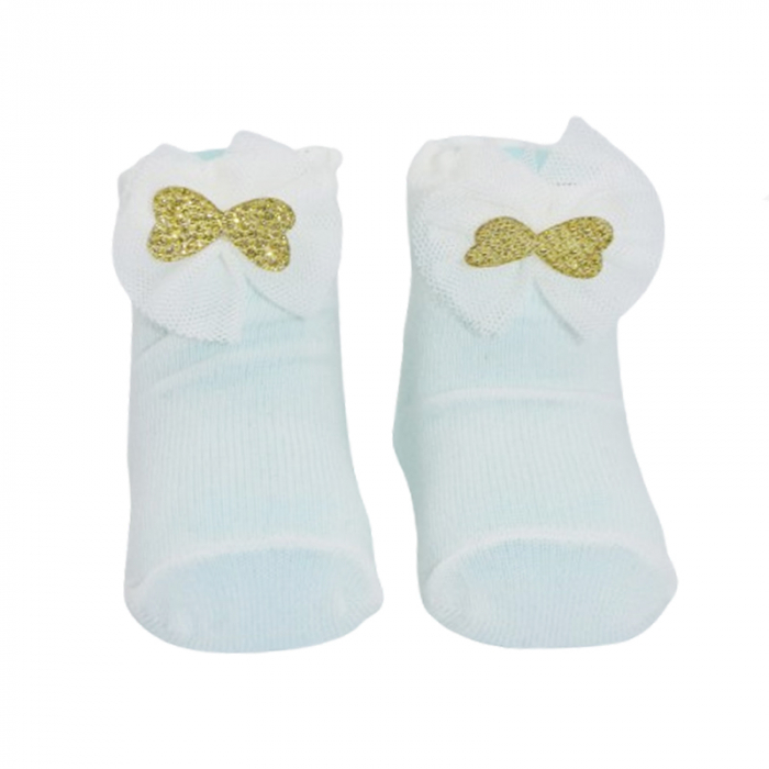 Sosete din bumbac cu fundita pentru fete Mini Junior SST-MJ6, Crem [3]