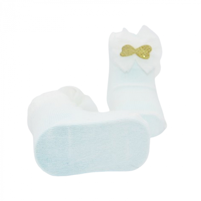 Sosete din bumbac cu fundita pentru fete Mini Junior SST-MJ6, Crem [4]