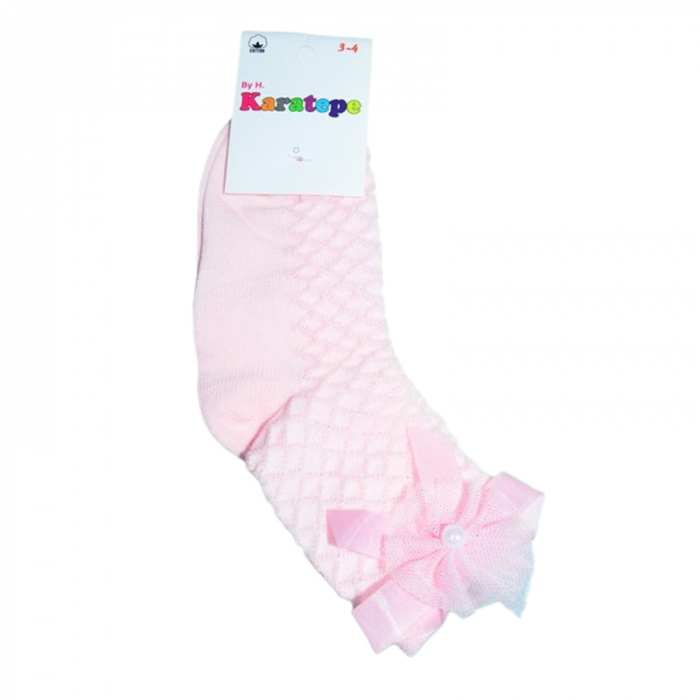 Sosete din bumbac, pentru fete, Karatepe 128055R-1, Roz [3]