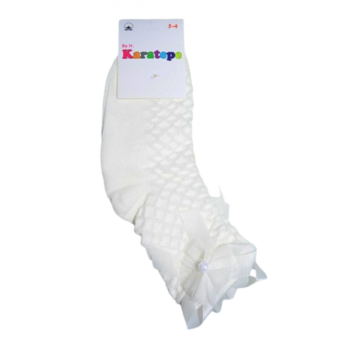 Sosete din bumbac, pentru fete, Karatepe 128055C-1, Crem [3]