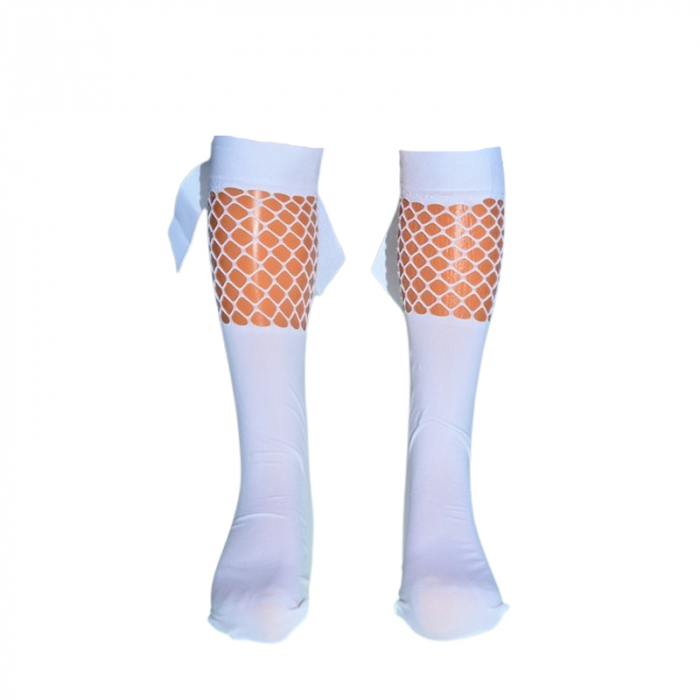 Sosete lungi din poliamida 40DEN, cu fundita, pentru fete, Milusie 288443, Alb [3]