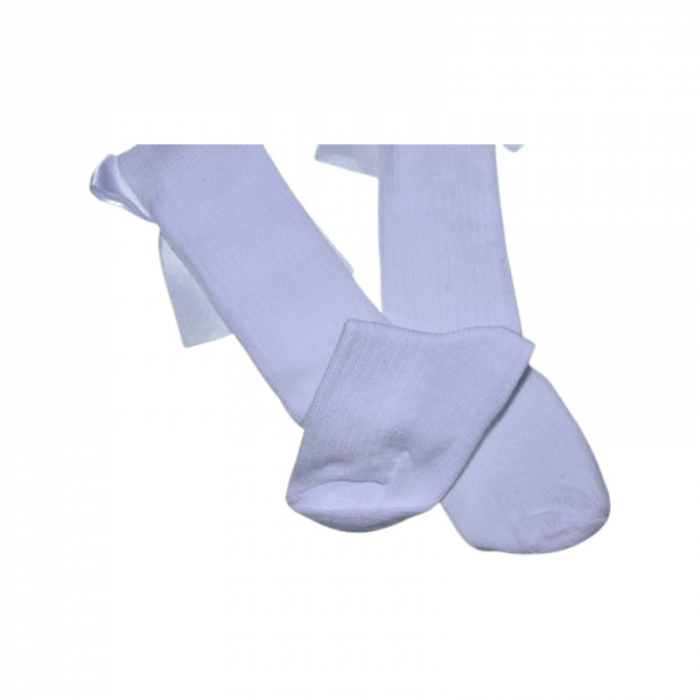 Sosete lungi, cu fundita, pentru fete, Mini Junior, SST2808A, Alb [3]