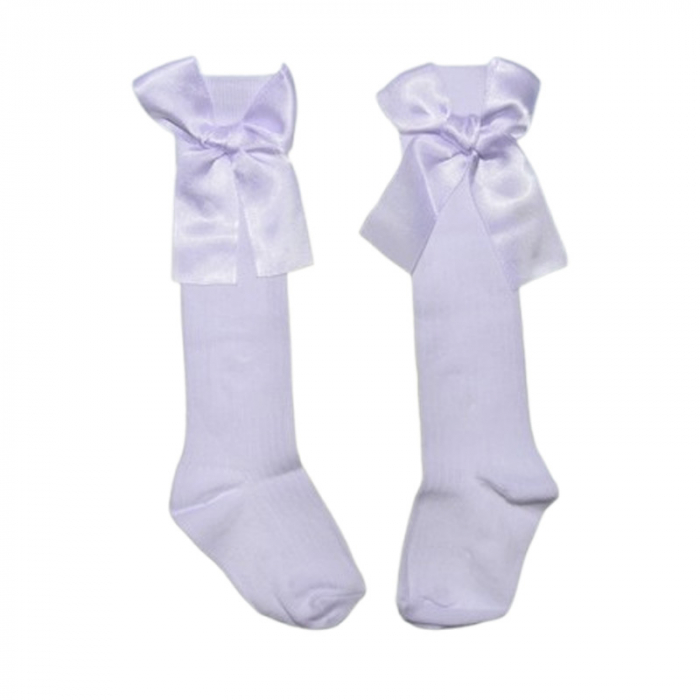 Sosete lungi, cu fundita, pentru fete, Mini Junior, SST2808A, Alb [2]