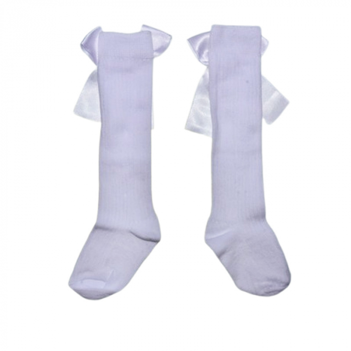 Sosete lungi, cu fundita, pentru fete, Mini Junior, SST2808A, Alb [4]