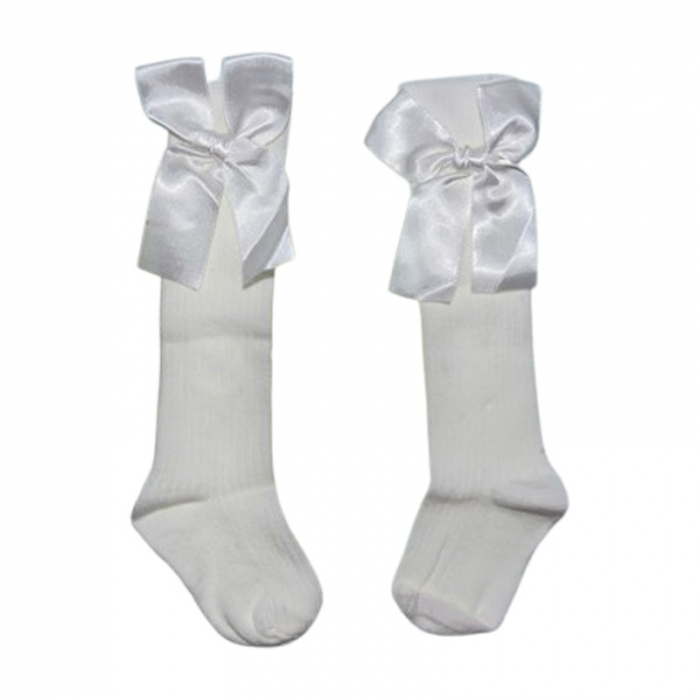 Sosete lungi, cu fundita, pentru fete, Mini Junior, SST2808C, Crem [2]