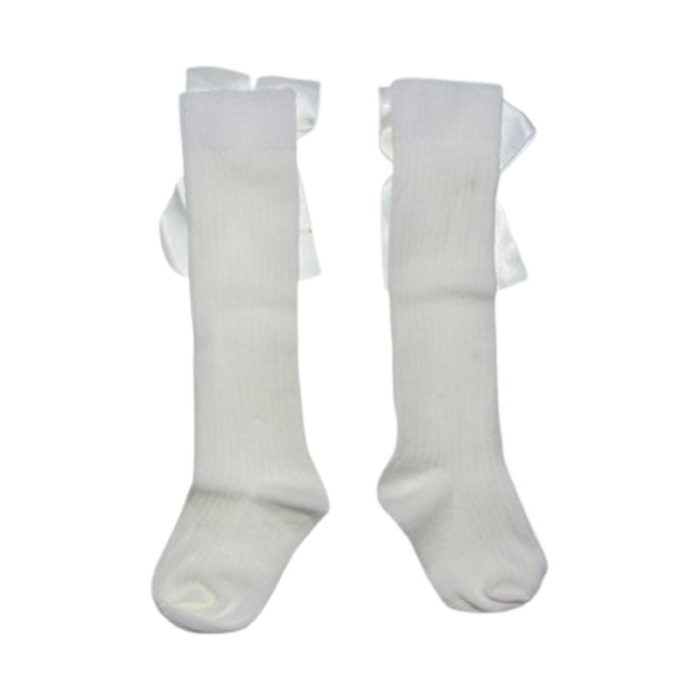 Sosete lungi, cu fundita, pentru fete, Mini Junior, SST2808C, Crem [3]