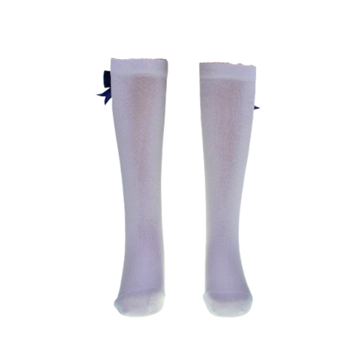 Sosete lungi din bumbac, cu fundita, pentru fete, Milusie 0110A, Alb [1]