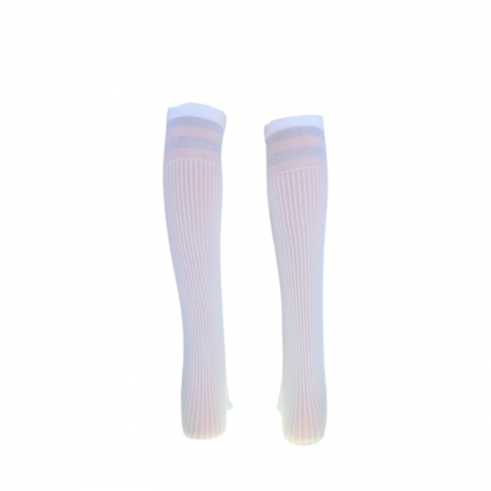 Sosete lungi din poliamida 60DEN, cu dungi, pentru fete, Milusie 297926, Alb [3]