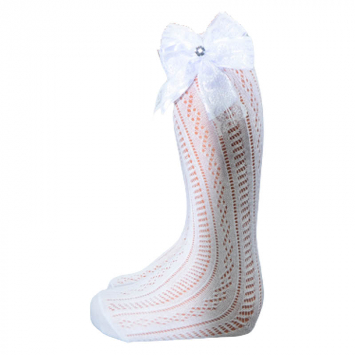 Sosete lungi pentru fete Zual S-240323-A, Alb [2]