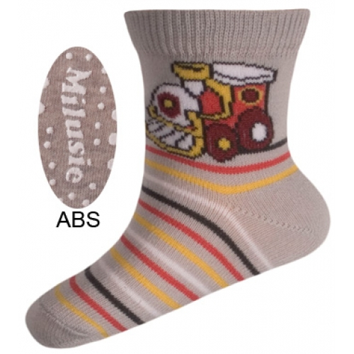 Sosete pentru baieti cu ABS-Milusie B2213B-G3-7-8-cm, Gri [1]