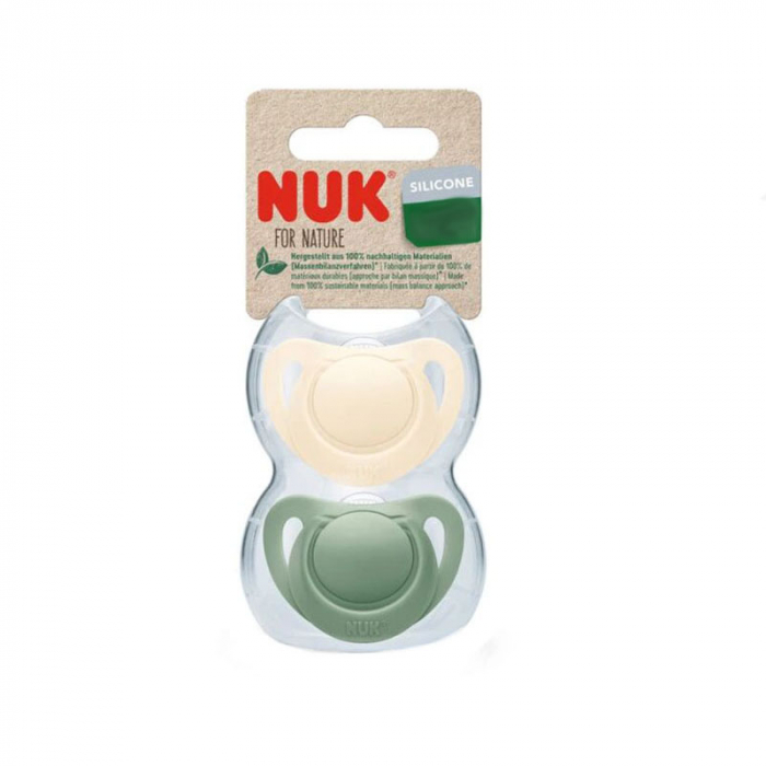 Set 2 suzete ortodontice din silicon Nuk For Nature, 10736952, Verde [2]