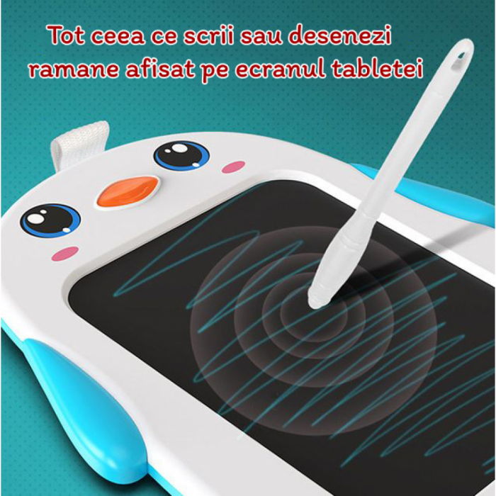 Tableta copii LCD Pinguin cu buton de stergere, 26 x 21 cm, WP6020-A [4]