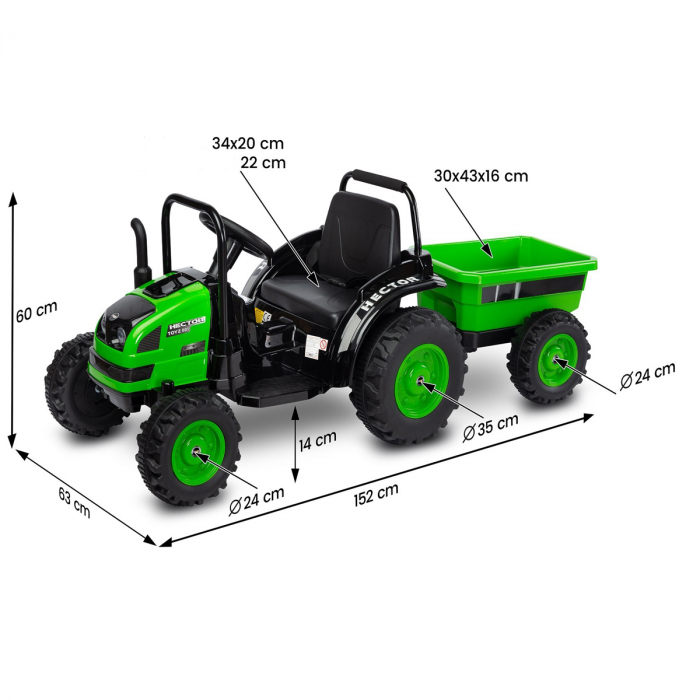 Tractor electric cu telecomanda 12 V Toyz Hector 7140, Verde [15]