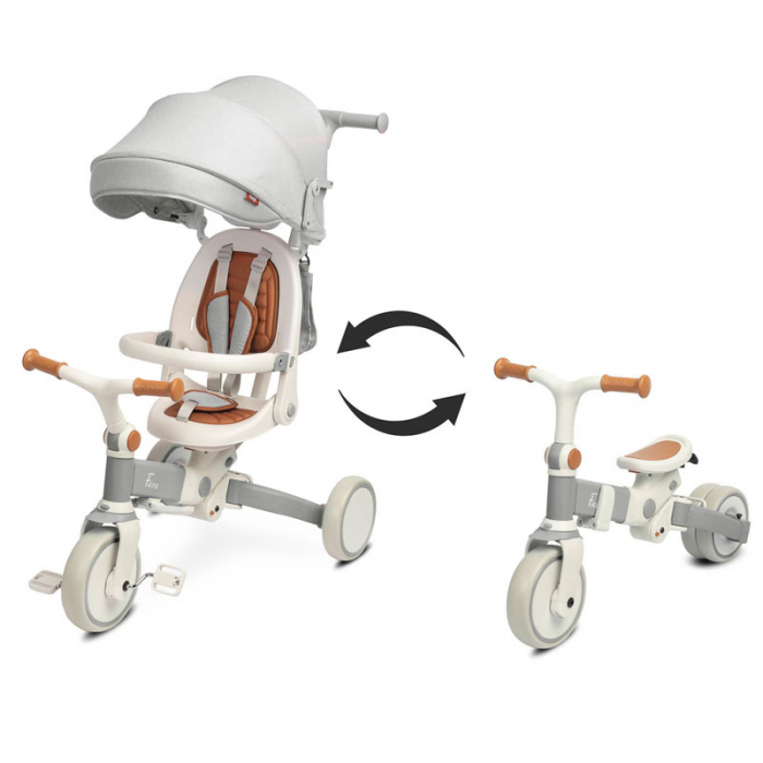 Tricicleta pentru copii 2 in 1 Caretero Faro TRFA-01, Gri [3]