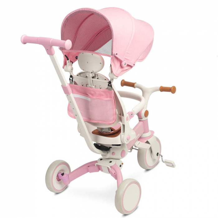 Tricicleta pentru copii 2 in 1 Caretero Faro TRFA-02, Roz [4]