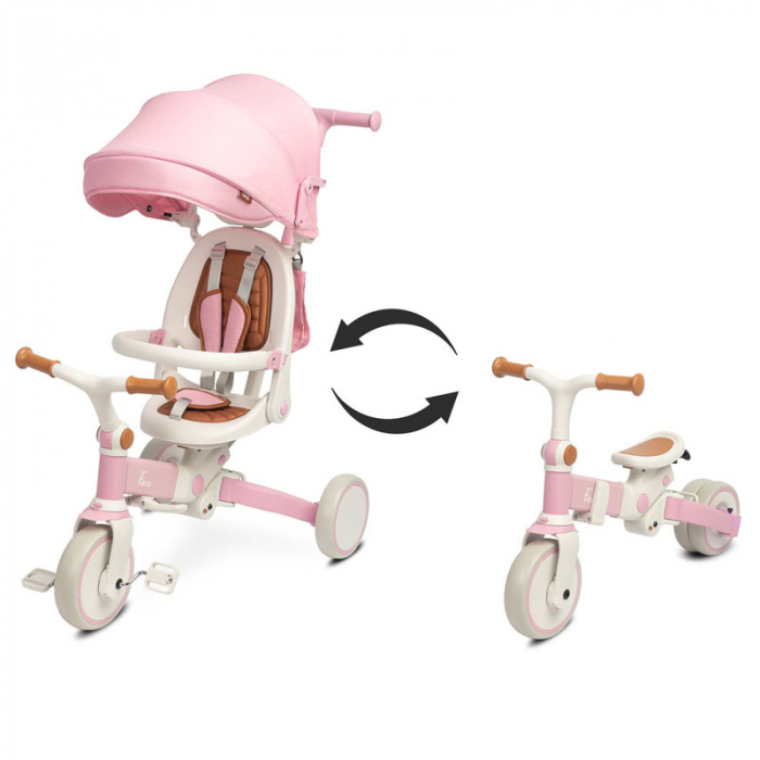 Tricicleta pentru copii 2 in 1 Caretero Faro TRFA-02, Roz [3]