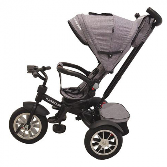 Tricicleta pentru copii cu pozitie de somn si scaun reversibil Baby Care Turbo Bike  6019G, Gri [2]