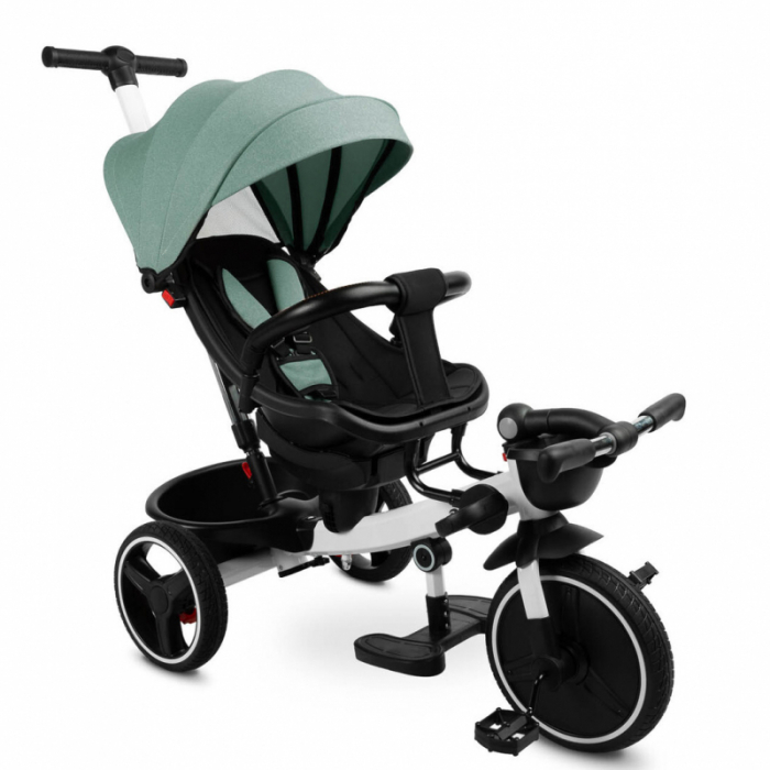 Tricicleta pentru copii cu pozitie de somn si scaun reversibil Toyz Dash TR415, Verde [3]