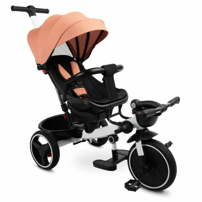 Tricicleta pentru copii cu pozitie de somn si scaun reversibil Toyz Dash TR415-C, Coral [4]