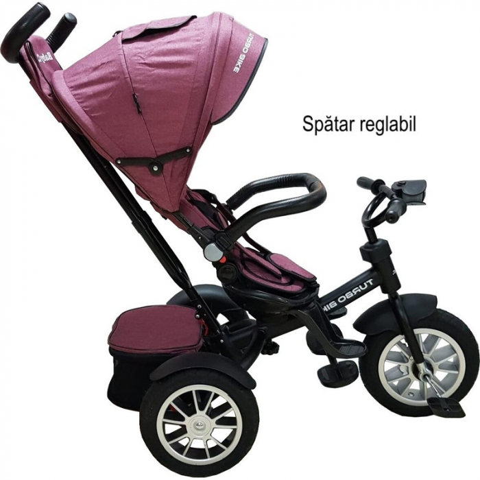 Tricicleta pentru copii cu pozitie de somn si scaun reversibil Turbo Bike 6019F, Fucsia [2]
