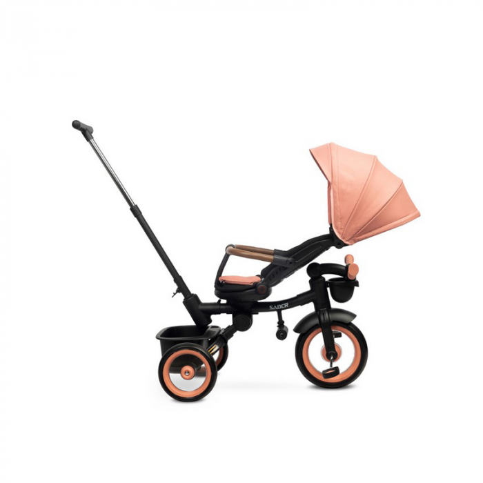 Tricicleta pentru fete, cu pozitie de somn si scaun reversibil, Toyz Saber 399960, Roz [3]
