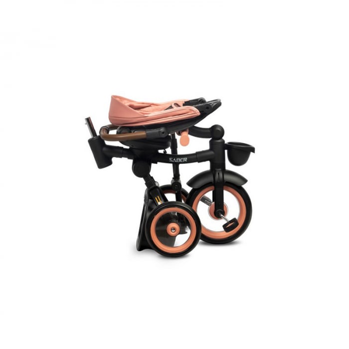 Tricicleta pentru fete, cu pozitie de somn si scaun reversibil, Toyz Saber 399960, Roz [4]