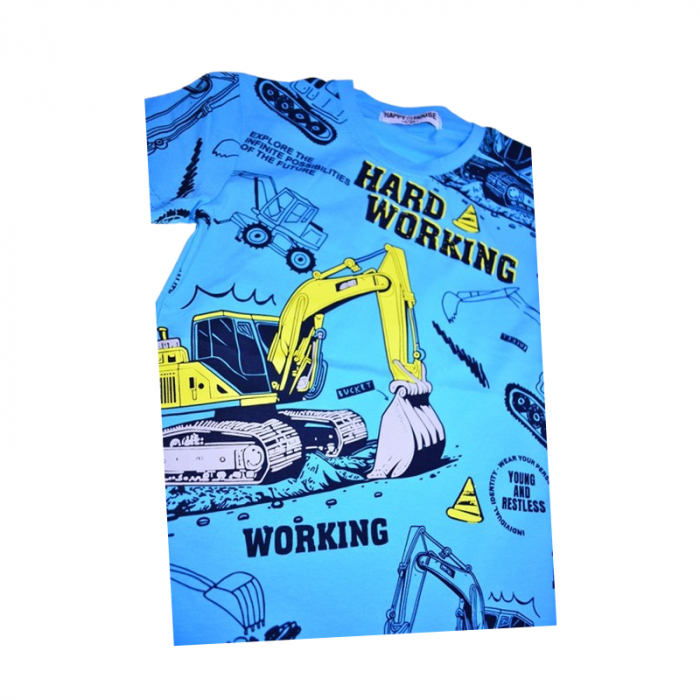Tricou cu maneca scurta pentru baieti, Happy House WB-3474A, Albastru [2]