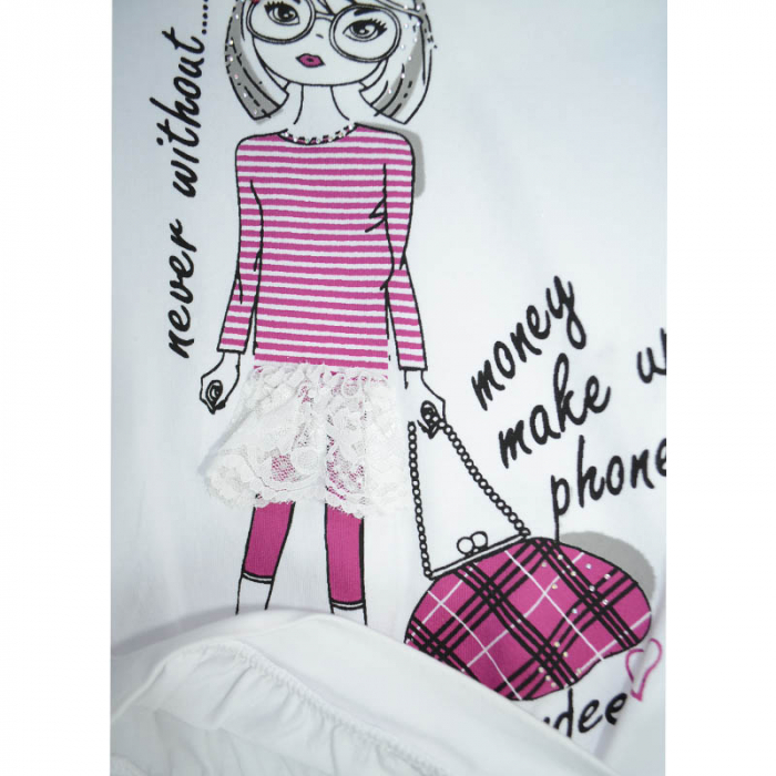 Tricou cu maneca scurta pentru fete Wendee DY102130-1, Alb [3]